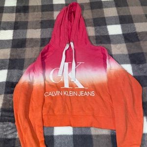 calvin klein cropped tie dye logo sweatshirt